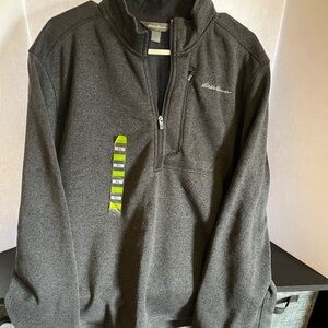 Eddie Bauer Men's Charcoal Half Zip-Up Sweater